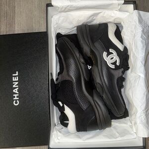 Chanel black and white sneakers
